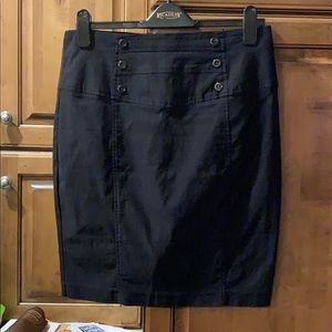 Super cute black pencil skirt with buttons